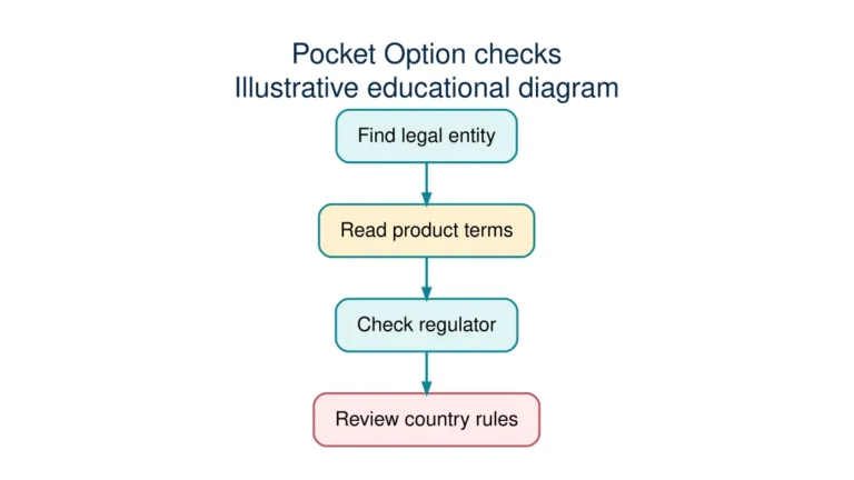 Educational flow diagram on Pocket Option checks with steps and risk checks