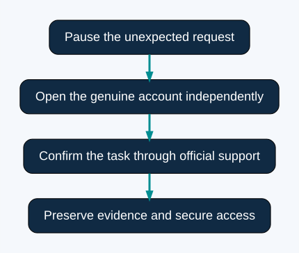 Broker phishing verification through independent official channels