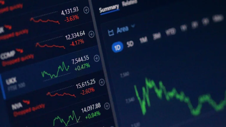 Foreign exchange price chart on a financial display