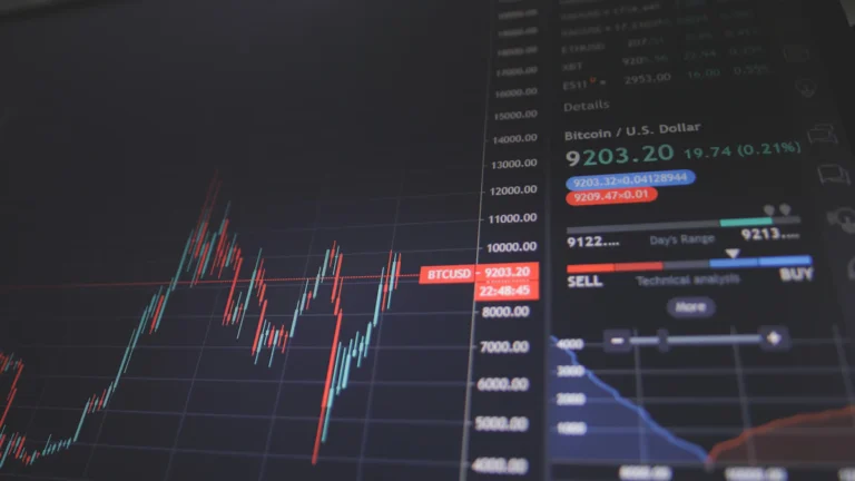 Educational candlestick chart used to explain virtual demo practice and market risk